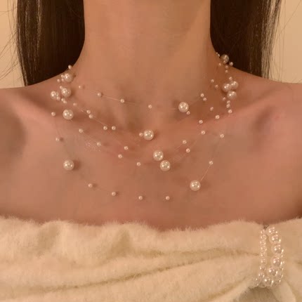 HEY TAO满天星珍珠项链女2025新款爆款轻奢小众设计感高级锁骨链