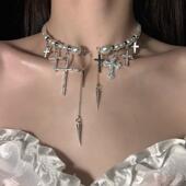 HEY TAO甜酷高级感珍珠铆钉十字架choker颈链配饰独特气质项链女