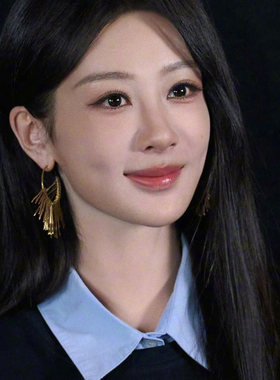 HEY TAO杨紫同款金色流苏耳圈女复古夸张圈圈耳环无耳洞耳夹耳饰