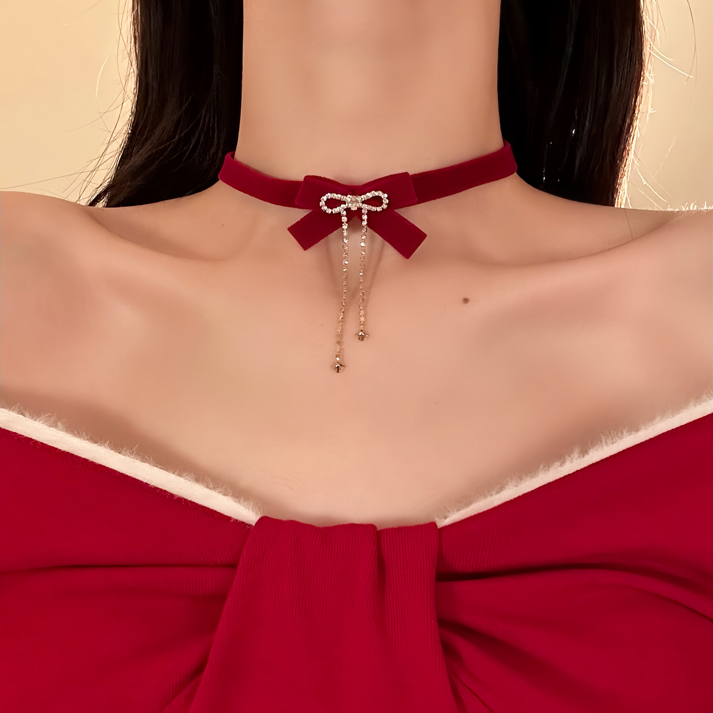 HEY TAO秋冬复古红色丝绒蝴蝶结choker项链女轻奢礼服配饰脖颈链,饰品/流行首饰/时尚饰品新,项链,淘宝优惠券,粉丝福利购,淘宝优惠卷