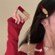 HEY TAO新中式 红色金流苏发夹女新年发饰国风新娘侧边刘海夹头饰