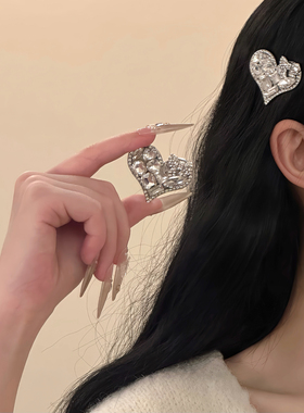 HEY TAO爆闪锆石爱心发夹女款甜美百搭气质侧边夹发饰高级感发卡