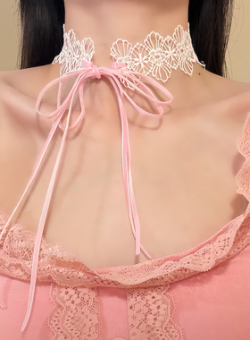 HEY TAO超仙绑带蕾丝颈带项链女甜美氛围感choker锁骨链配饰颈链