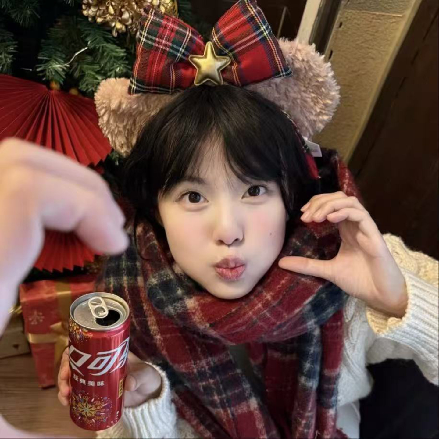 HEY TAO圣诞节可爱毛绒小熊发箍女氛围感头箍游乐园拍照头饰发饰