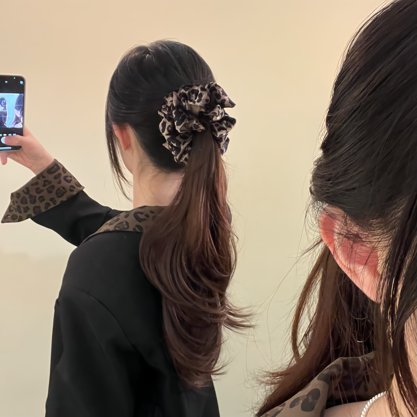 HEY TAO秋冬氛围感花朵豹纹香蕉夹发饰复古气质马尾发抓夹子头饰