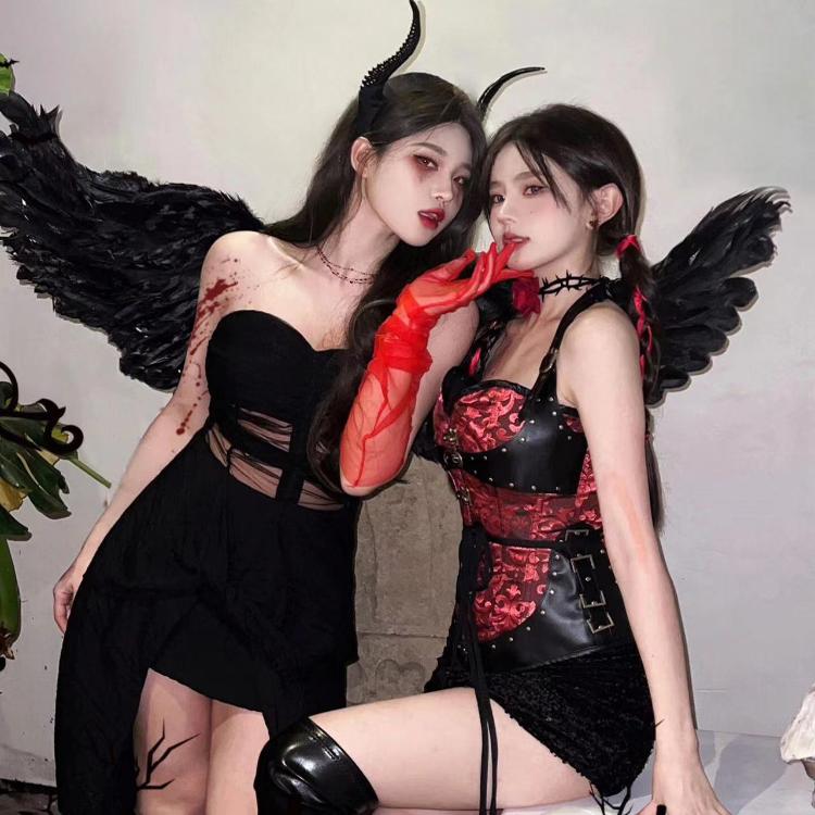 HEYTAO万圣节恶魔羚羊角发箍女暗黑cos化妆装饰拍照道具头饰翅膀