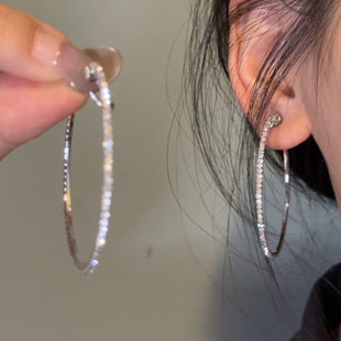 HEY TAO可旋转极细满钻圈圈耳环无耳洞蚊香盘耳夹女夸张气质耳饰