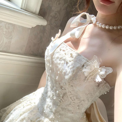 HEYTAO小香芭蕾风丝带珍珠项链