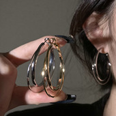 ins百搭方圆脸清冷个性 HEY TAO极简双层大耳圈耳环女夏季 素圈耳饰