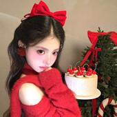 HEY TAO圣诞节红色蝴蝶结发夹女装 饰发饰氛围感新年头饰发卡顶夹