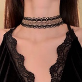 HEY TAO复古黑金花边蕾丝choker项链女小众纯欲辣妹项圈颈带配饰