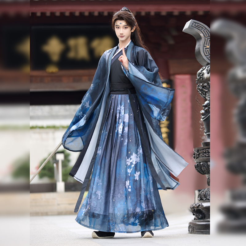原创宋制汉服魏晋交领齐腰儒裙中国风学生演出舞台服男女侠客古装