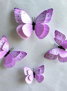 双层仿真蝴蝶紫色橱窗装饰3d立体纸蝴蝶婚庆摄影蝴蝶背景墙冰箱贴
