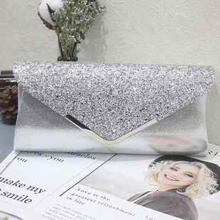 潮牌韩版新款设计宴会亮片信封手拿包单肩优雅女士晚宴包礼服包