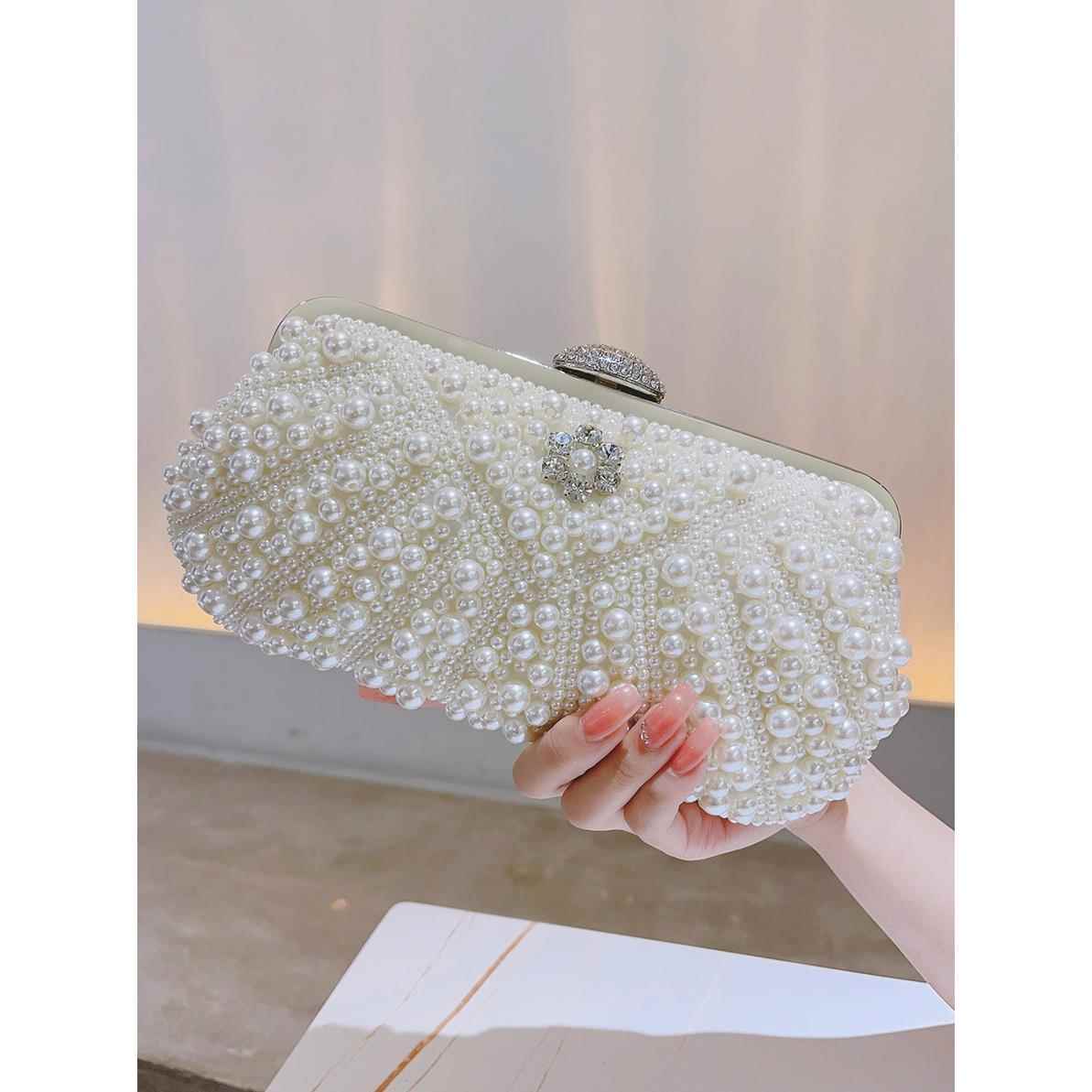 潮牌韩版珍珠包手工串珠包包晚宴手提包手拿包礼服伴娘女士小包包