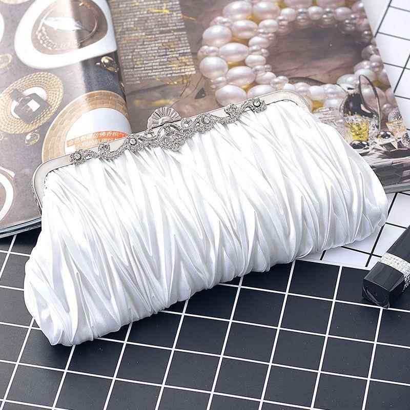 潮牌韩版褶皱百搭晚宴会名媛手拿包新款旗袍礼服包新娘温柔风包包