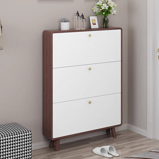 实木鞋柜超薄极窄17cm家用门口入户门窄鞋柜翻斗柜全实木楼道鞋架