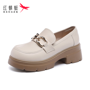 红蜻蜓高跟春秋牛皮职场女乐福鞋