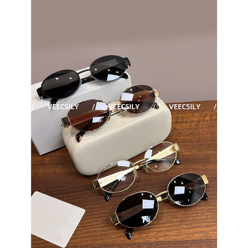 VEECSILY/伟大的作品~老钱风时髦简约金框眼镜显脸小百搭金属框