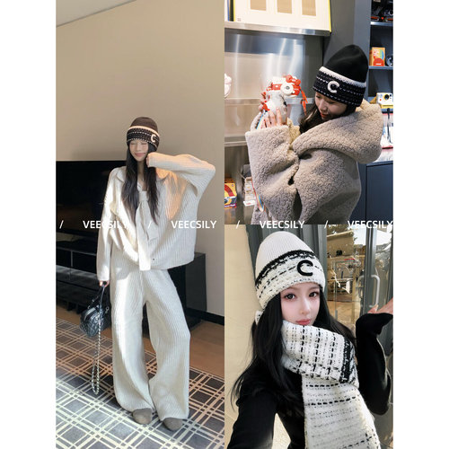 VEECSILY/冬日的咖啡~保暖冬季显脸小羊毛针织帽百搭时尚毛线帽