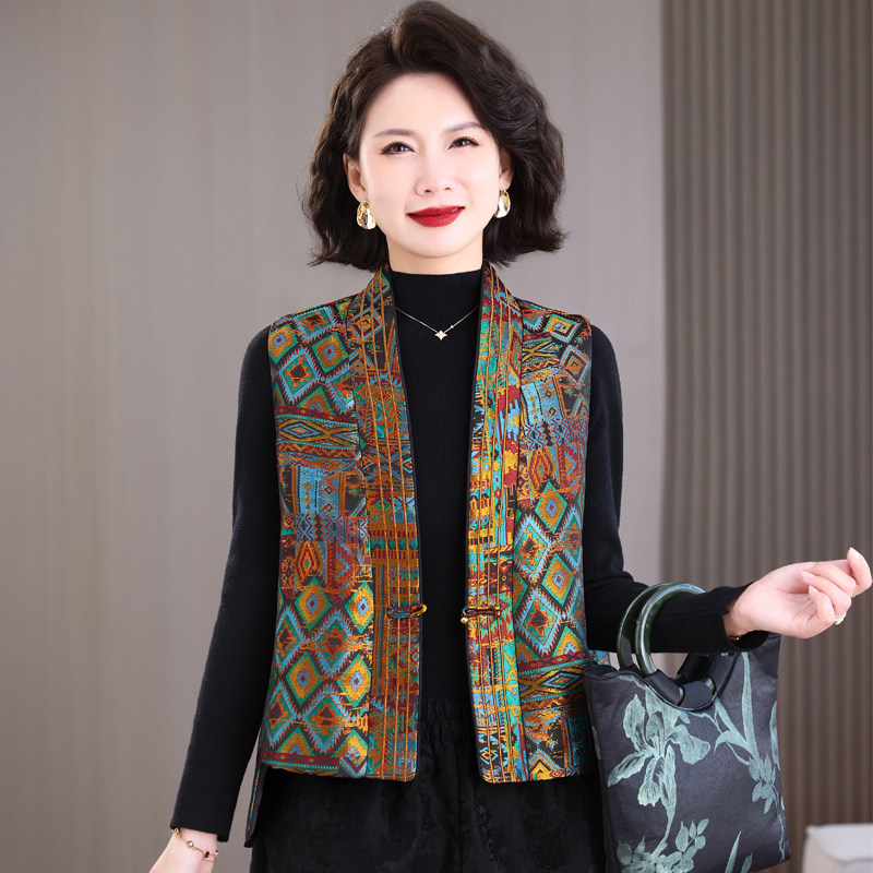 新中式复古提花真丝宋锦马甲背心女春季新款别致盘扣刺绣马甲坎肩,女装/女士精品,马夹,淘宝优惠券,粉丝福利购,淘宝优惠卷