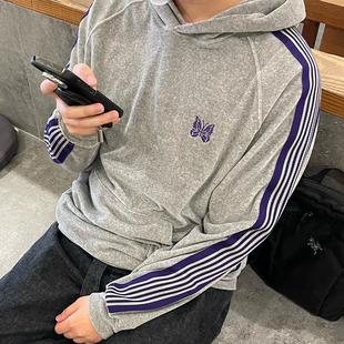 老夫子 NEEDLES 丝绒 复古织带卫衣 洋气时髦 撞色边男女秋冬外套