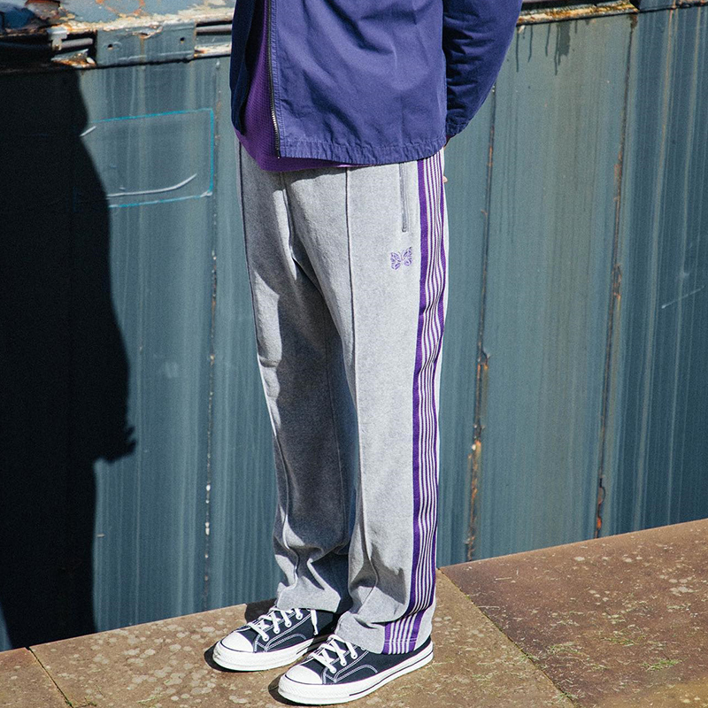 丝绒复古直筒蝴蝶刺绣长裤