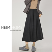 灰色学院风百褶半身长裙女秋冬季 高级感A字长裙子高腰加厚毛呢裙
