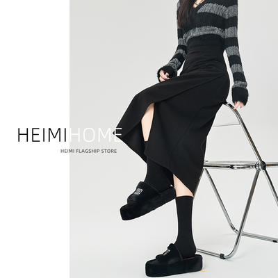 毛呢直筒裙不规则包臀a字裙