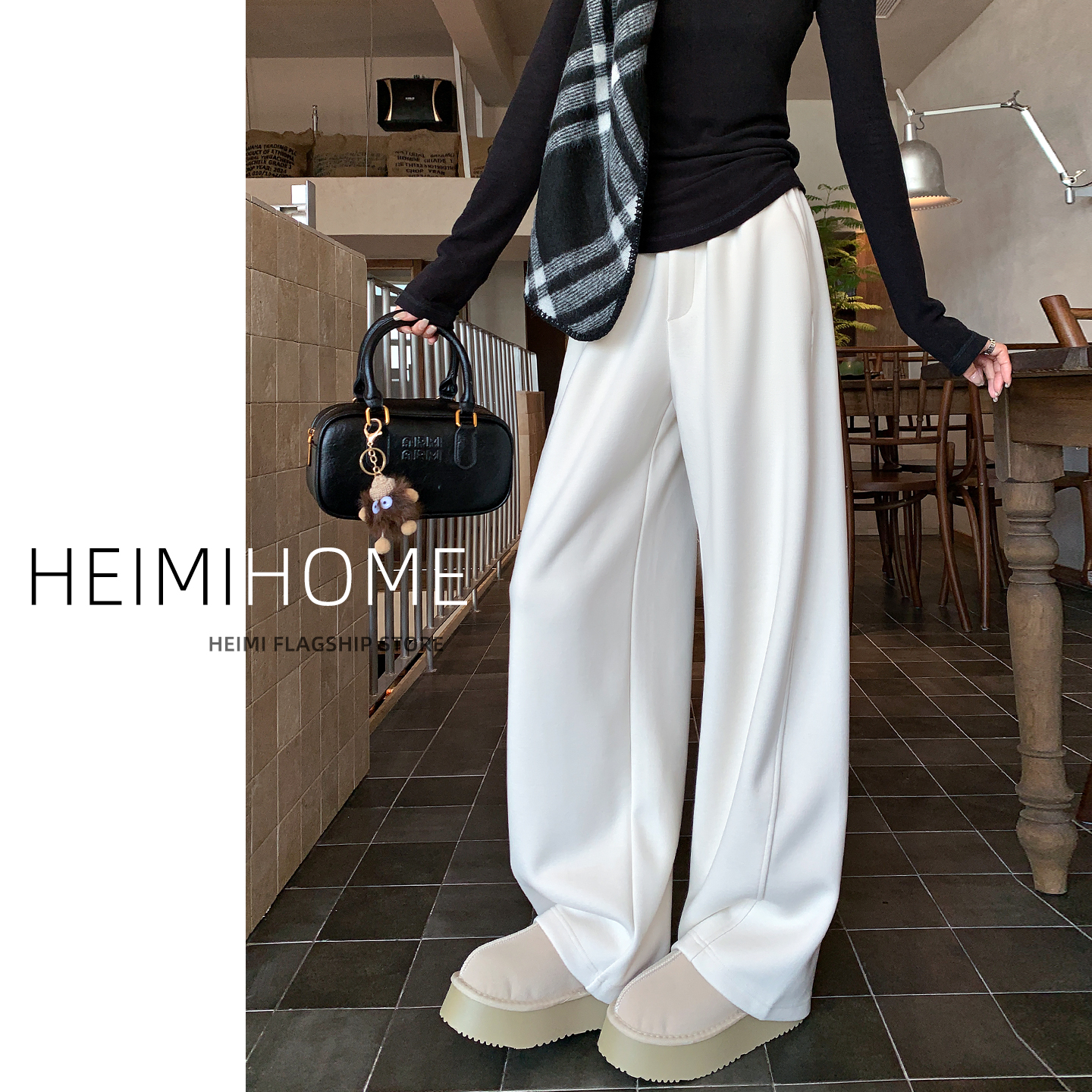 秋冬加厚加绒窄版羊绒弯刀裤