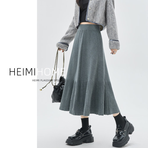 a字百褶长裙针织长裙女