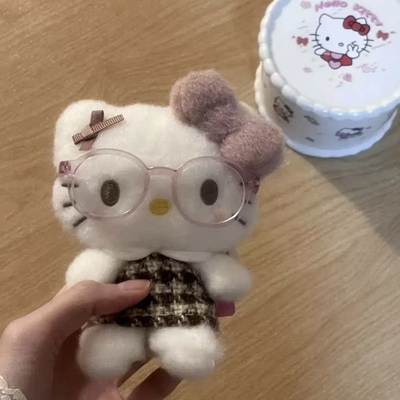 日系新款摩卡格子hollekitty钥匙扣挂件 超可爱背包装饰玩偶礼物