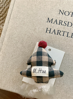 韩国ins秋冬新款布艺圣诞树花朵胸针发夹两用氛围感小饰品