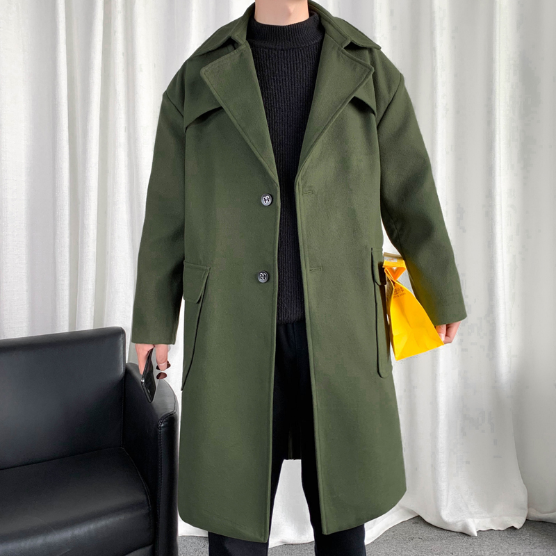 Woolen overcoat men's windbreaker men's long cotton padded men's windbreaker men's and women's medium long woollen men's clothes