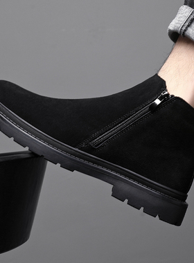 马丁靴男高帮休闲鞋2025秋冬季新款中帮切尔西靴黑色时尚皮鞋男款