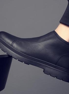 低帮马丁靴男士真皮英伦风中帮皮鞋秋冬季新款切尔西靴休闲短靴子