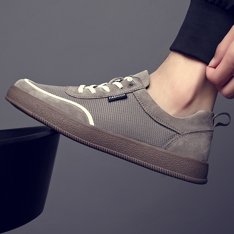 潮男透气网面帆布鞋软底布鞋