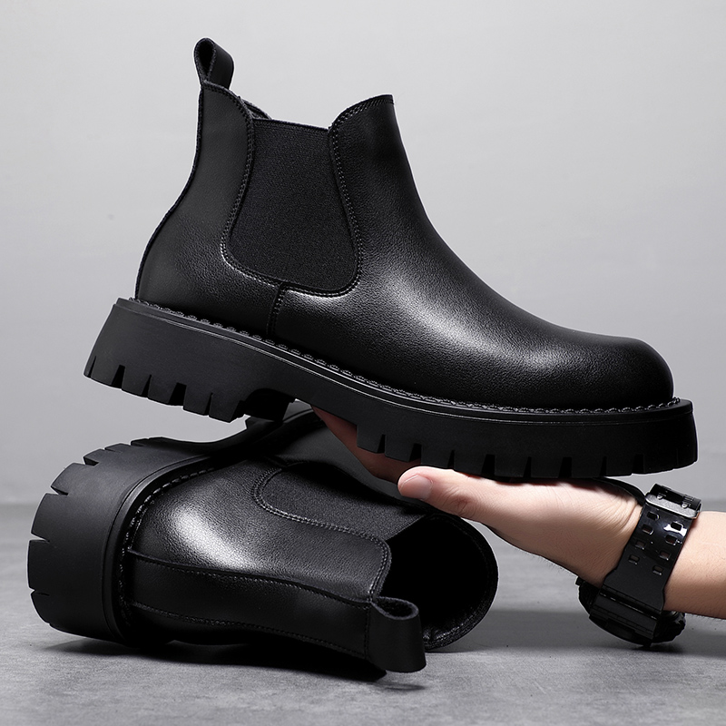 切尔西靴男秋冬新款烟筒靴高帮