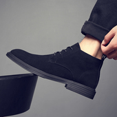 翻毛皮鞋 男鞋 子青年尖头磨砂真皮短靴 休闲皮鞋 男款 2025春秋季 新款