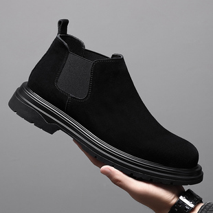 2025新款真皮马丁靴男款翻毛皮切尔西短靴子轻质英伦风商务休闲鞋