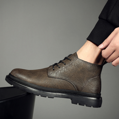 冬季真皮休闲工装鞋英伦风男款