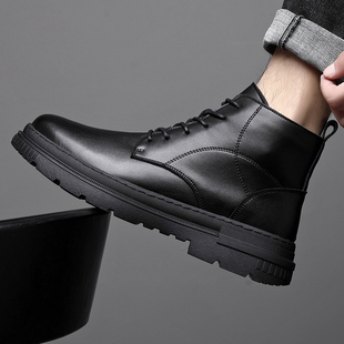 马丁靴男冬季高帮透气英伦风工装鞋中帮短靴雪地复古真皮潮流靴子
