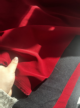 2米 大红色 加里衬 风衣外套布料 面料（宽1.45米左右）