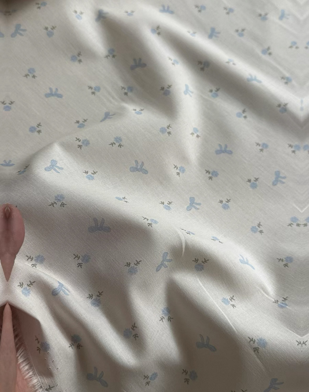 一米 蓝色花蝴蝶结款 40支 纯棉布料 7260面料（宽1.45米左右）,居家布艺,海绵垫/布料/面料/手工diy,淘宝优惠券,粉丝福利购,淘宝优惠卷