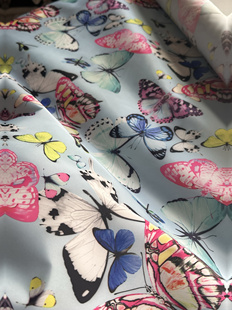 宽1.45米左右 2.5米 面料 防水羽绒服布料 蓝色蝴蝶