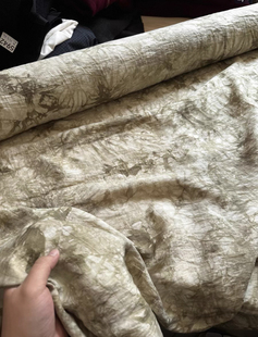 绿色系 草木扎染风格 提花天丝麻 面料(含聚酯纤维)