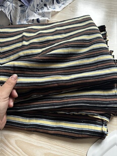 咖黄色 宽1.45米左右 条纹 面料 纯棉针织布料 2米