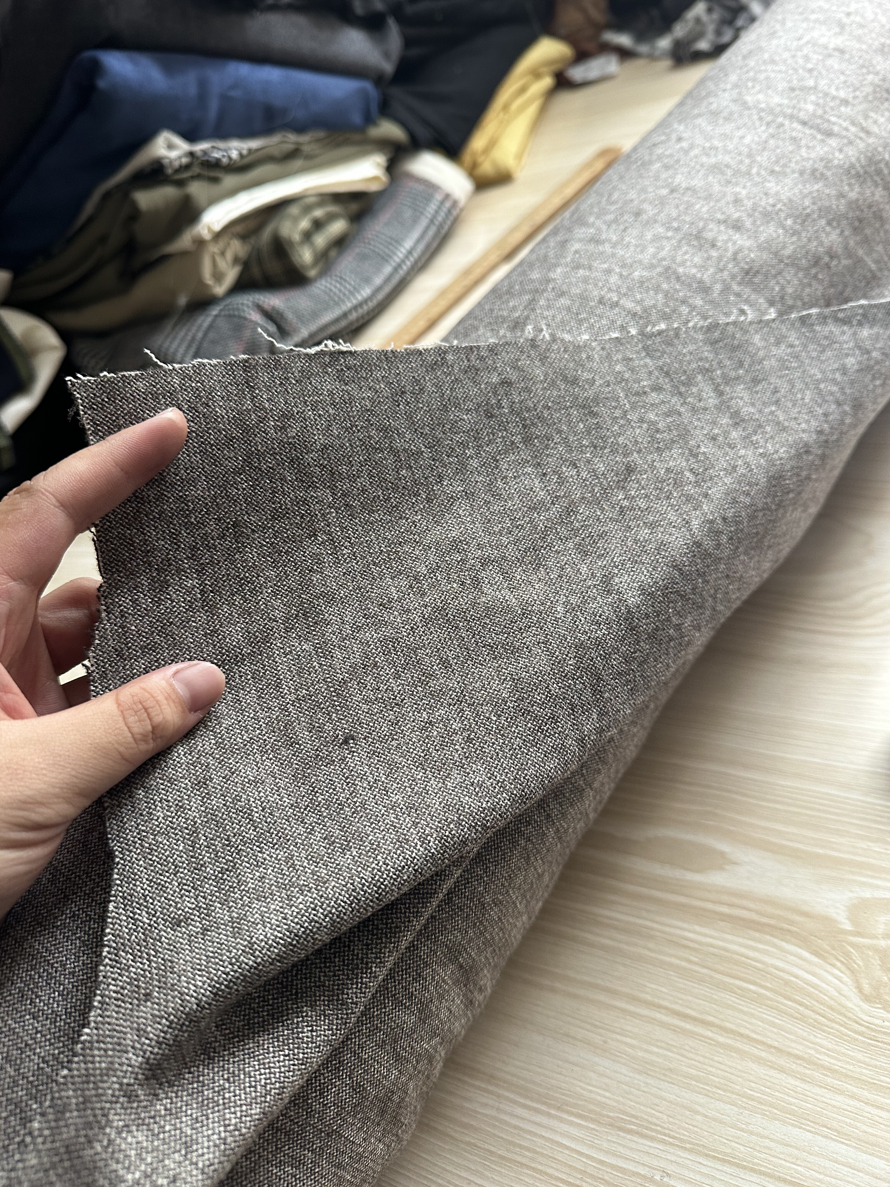 弹力 咖色 羊毛布料 面料（宽1.2米左右）0975