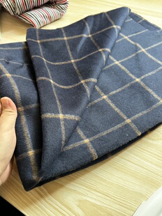 宽1.45米左右 深蓝色 面料 双面羊毛绒布 韩系格子