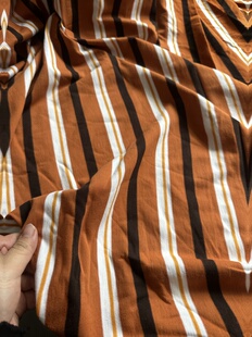 2米 橘色 纯棉 条纹针织布料 面料（宽1.8米左右）